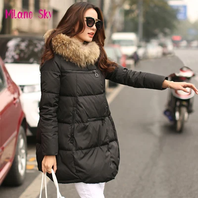 Fashion Loose Medium Long Thick Warm Casual Down Coat Winter Jacket Women Coat Casaco Feminino Abrigos y Chaquetas Fur Parka L01 puffer coat with hood Coats & Jackets