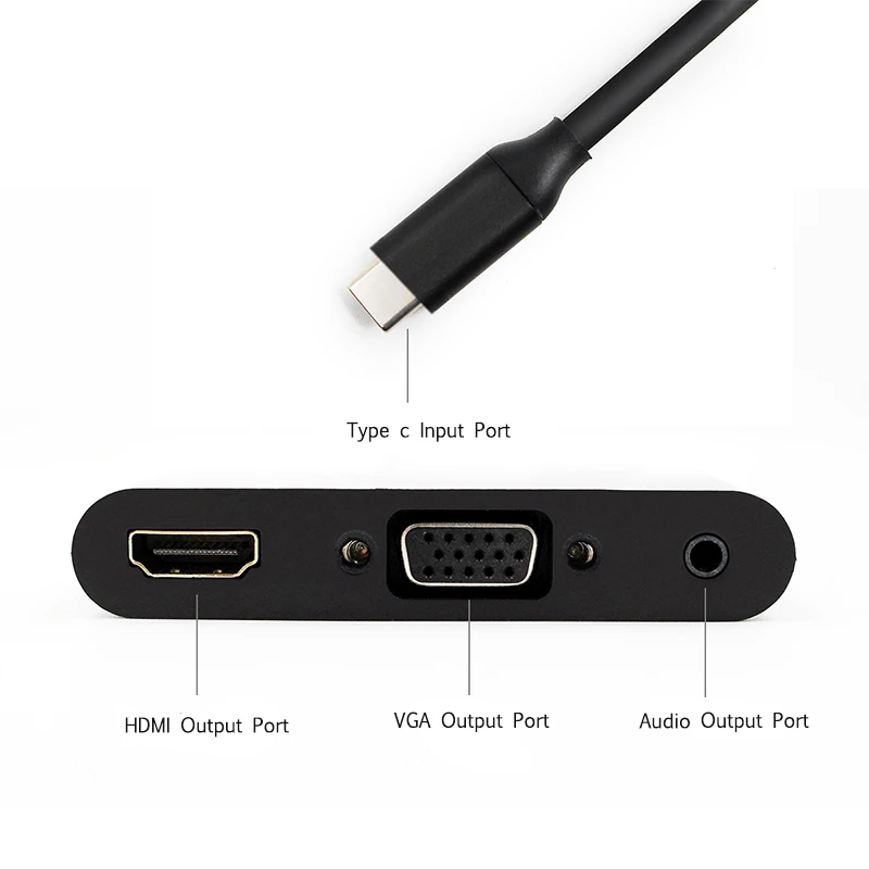 3 в 1 аудиоадаптер типа C для 4K 1080p HDMI USB3.0 VGA 5 мм адаптер наушников Macbook ноутбука usb