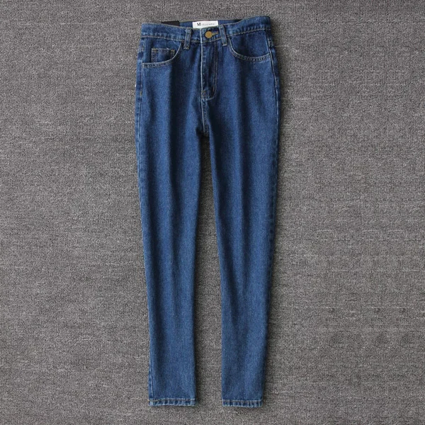 Женские повседневные джинсы с высокой талией, джинсы до щиколотки, винтажные синие джинсы для мам - Цвет: indigo