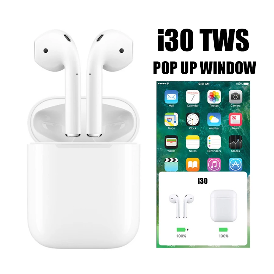 

i30 tws Bluetooth Earphones Pop Up Wireless Earphone Touch Bluetooth Earbuds i30tws PK w1 chip 1:1 Replica i20 tws lk te9 i12 10