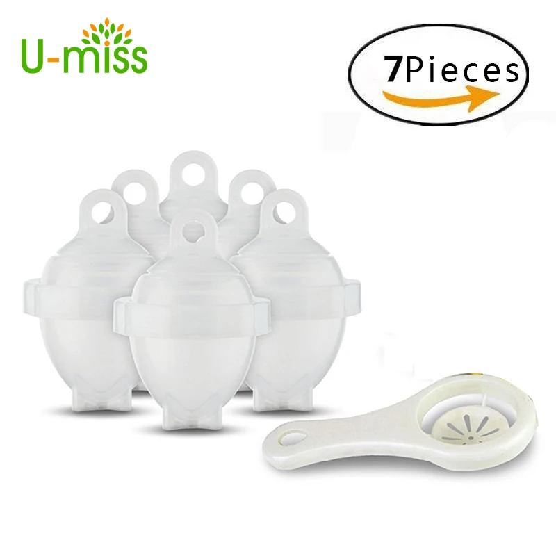 

7 Pack Egg Cup Cooker Poaching Boiler with Yolk Separator Kitchen Hard Boiled Without Shells Eggs Steamer
