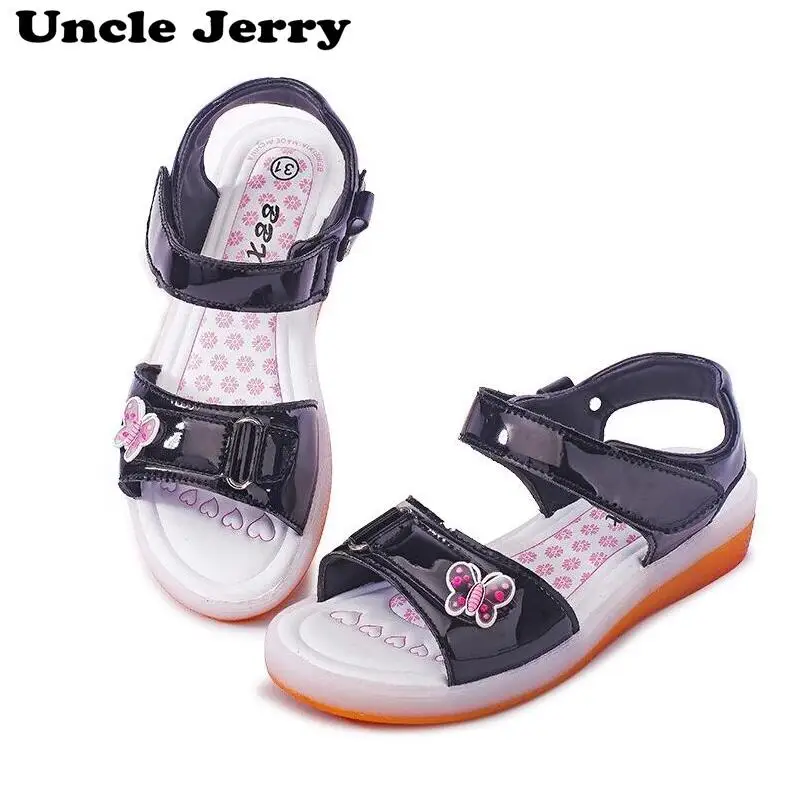 Сандалии UncleJerry с USB зарядкой для девочек и женщин детская светящаяся обувь