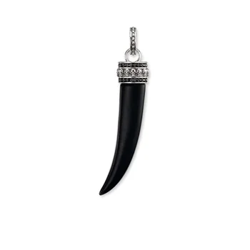 

Silver Black Zirconia Big Tiger Tooth Pendants with Mini Skulls, 2018 Fashion Chain Necklace Pendant Jewelry Gift for Women Men