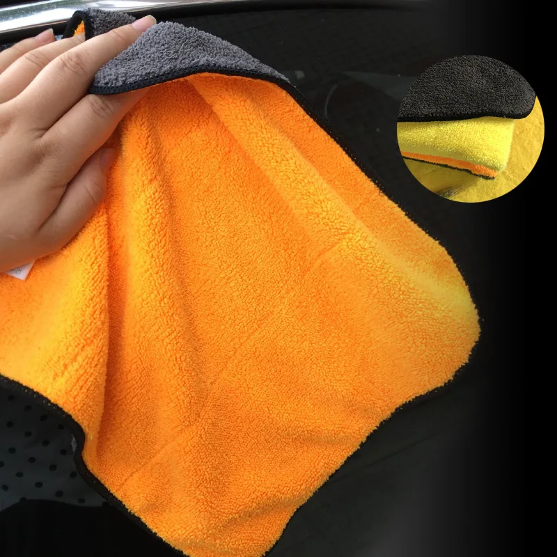 Полотенце из микрофибры для автомобиля Очищающая высушивающая ткань для мытья автомобиля - Цвет: orange 30X60cm