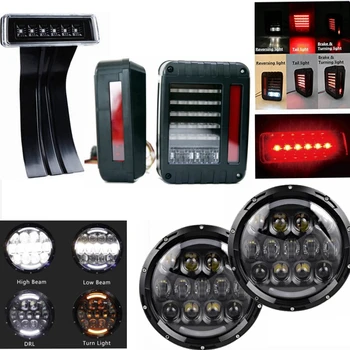 

2cs 7 Inch 105w Led headlight + 2Pcs G2 LED Rear Tail Light With 1pcs 3rd Third Brake Light Combo For for 07-16 Jeep Wrangler JK