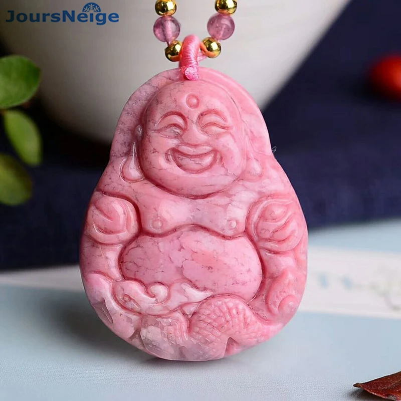 Wholesale Pink Natural Stone Pendant Hand Carved Laughing Buddha Pendant Adjustable Rope Necklace Lucky For Women Girl Jewelry Wholesale Pink Natural Stone Pendant Hand Carved Laughing Buddha Pendant Adjustable Rope Necklace Lucky For Women Girl Jewelry