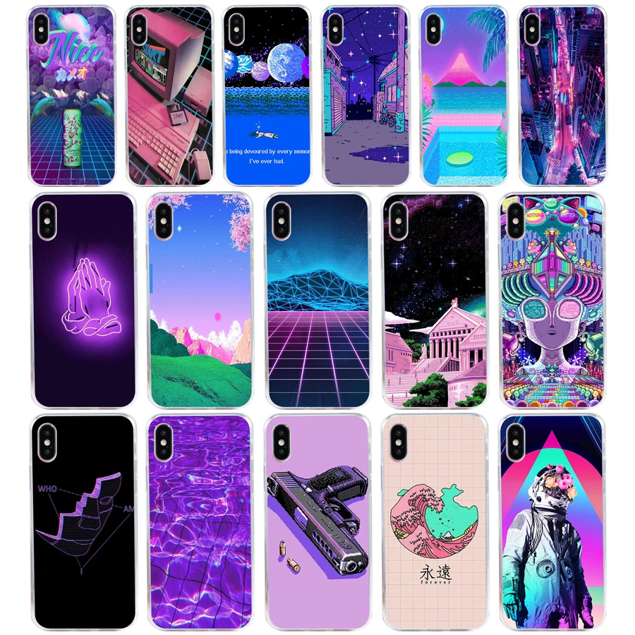 

129SD Vaporwave Aesthetics Soft Silicone Tpu Cover phone Case for iphone 5 5s se X XR XS Max case