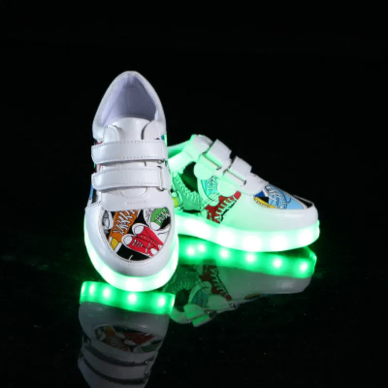 Новинка 25-35 USB зарядное устройство светящиеся кроссовки Детская обувь со светодиодной подсветкой для мальчиков светящиеся кроссовки для