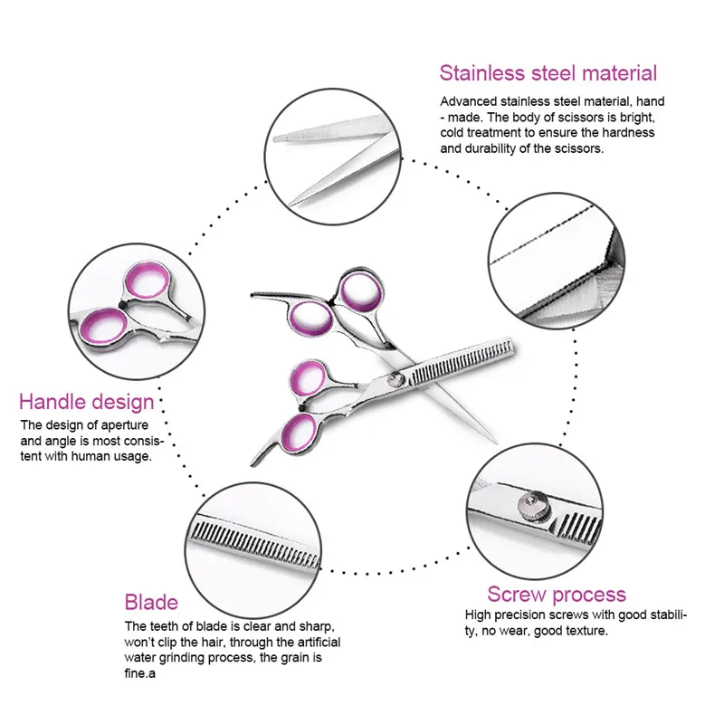 Профессиональные ножницы для ухода за собаками, 6,0 дюймов, ножницы для стрижки волос+ Истончение+ изогнутые ножницы, 4CR, прямые ножницы, 4 шт. в комплекте+ сумка