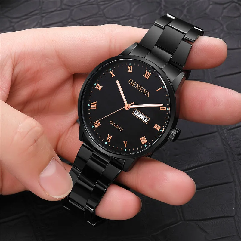 Модные Повседневные часы Wo для мужчин s для мужчин Wo для мужчин s Классические кварцевые наручные часы из нержавеющей стали часы-браслет Рождественский подарок A40