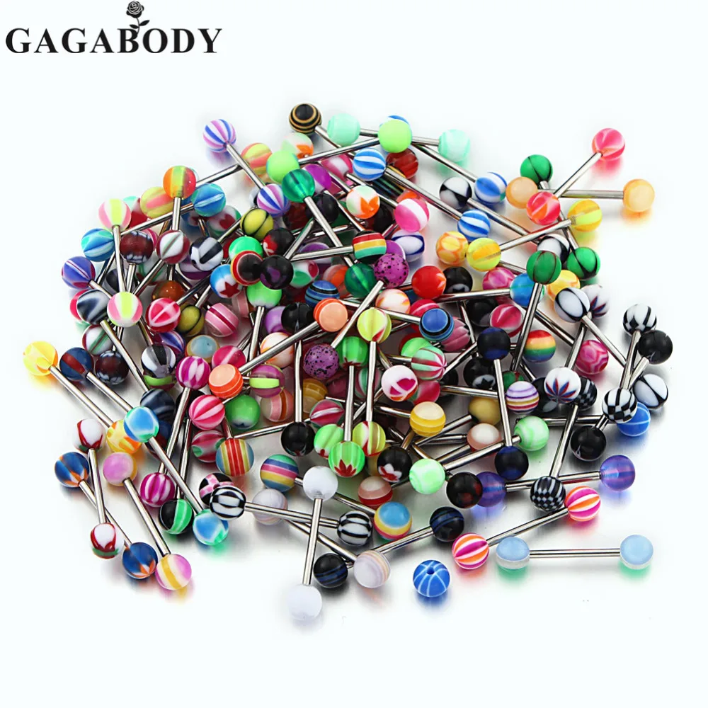 GAGA Colorful Stainless Steel +Acrylic Body Piercing Jewelry Labret