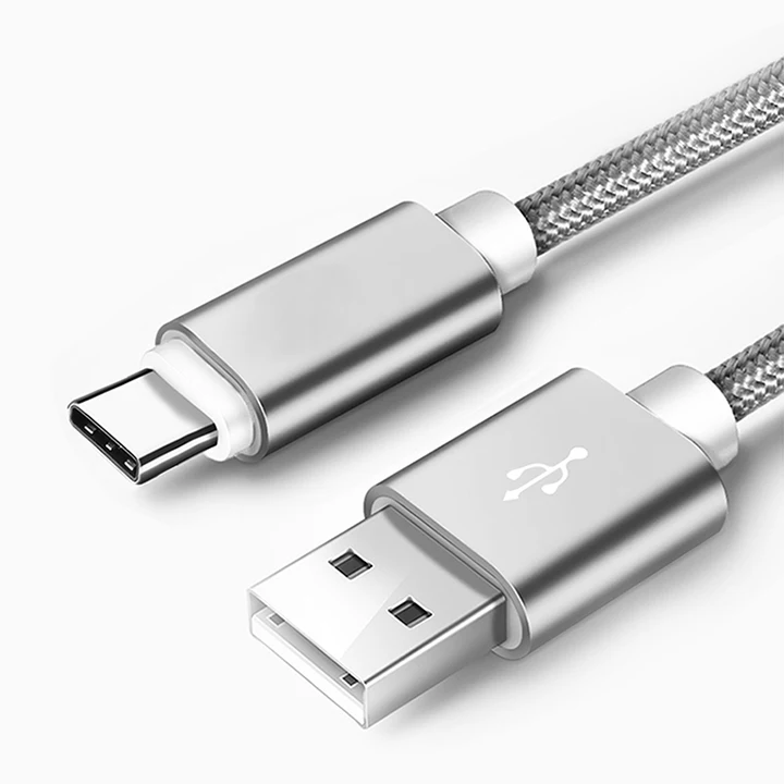 HANNORD USB C кабель 2A Быстрая зарядка нейлоновая оплетка type C кабель для передачи данных зарядный кабель для телефона Android samsung HUAWEI xiaomi - Цвет: Silver