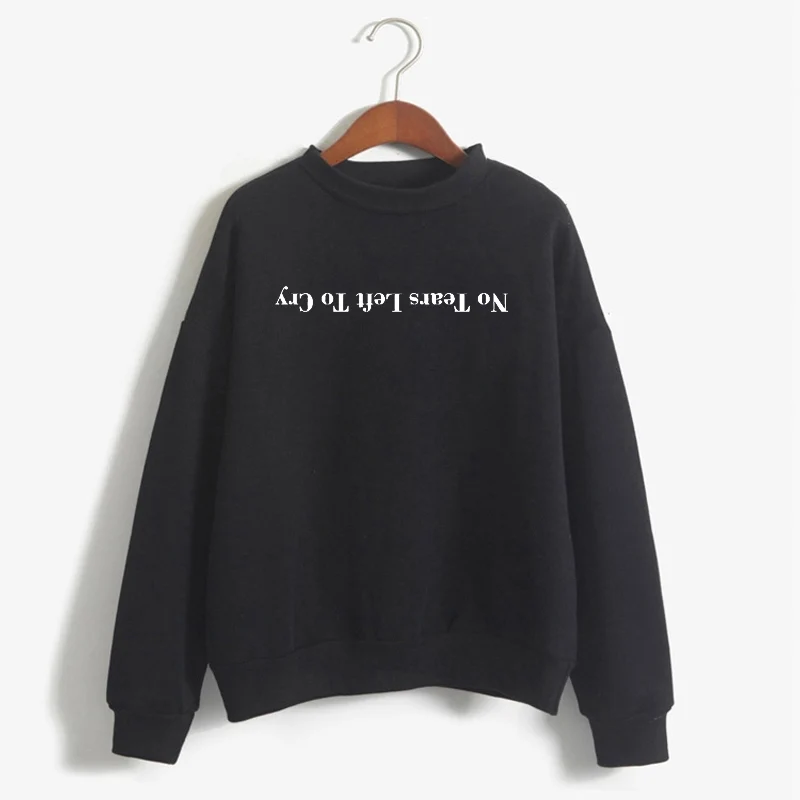 Women Print Harajuku God Is A Woman Sweatshirts Pullover Cewneck Warm Tops Ariana Grande Sweatshirt No Tears Left To Cry Hoodie