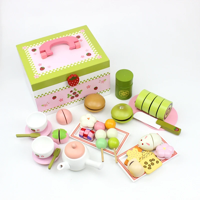  Mother garden high quality wood toy Wind story green tea wooden kitchen toys set - 709900202