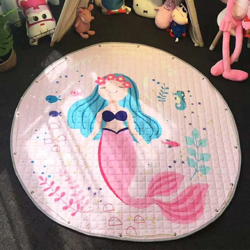 Toy Bag Mat HG802 Портативная сумка для хранения детских игрушек и игровой коврик, детский коврик для ползания, одеяло, коврик/ковер для детей, мягкие Мультяшные игрушки, органайзер, круглый - Цвет: Toy Bag Mat HG802
