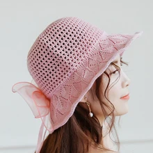 Кепка с покрывалом Для женщин Повседневное берет Кепки s складной Форма открытый лук ажурный трикотаж летние женские пляжные со одноцветные бейсболки 6Q1459
