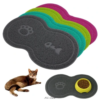 

Cat Bowl Mat Dog Pet Feeding Water Food Dish Tray Wipe Clean Floor PVC Placemat