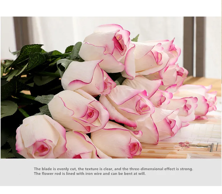 

2Pcs Real Touch Latex Rose Hand Feel Felt Simulation For Home Wedding Decorative Artificial Silicone Rose Flowers Bouquet