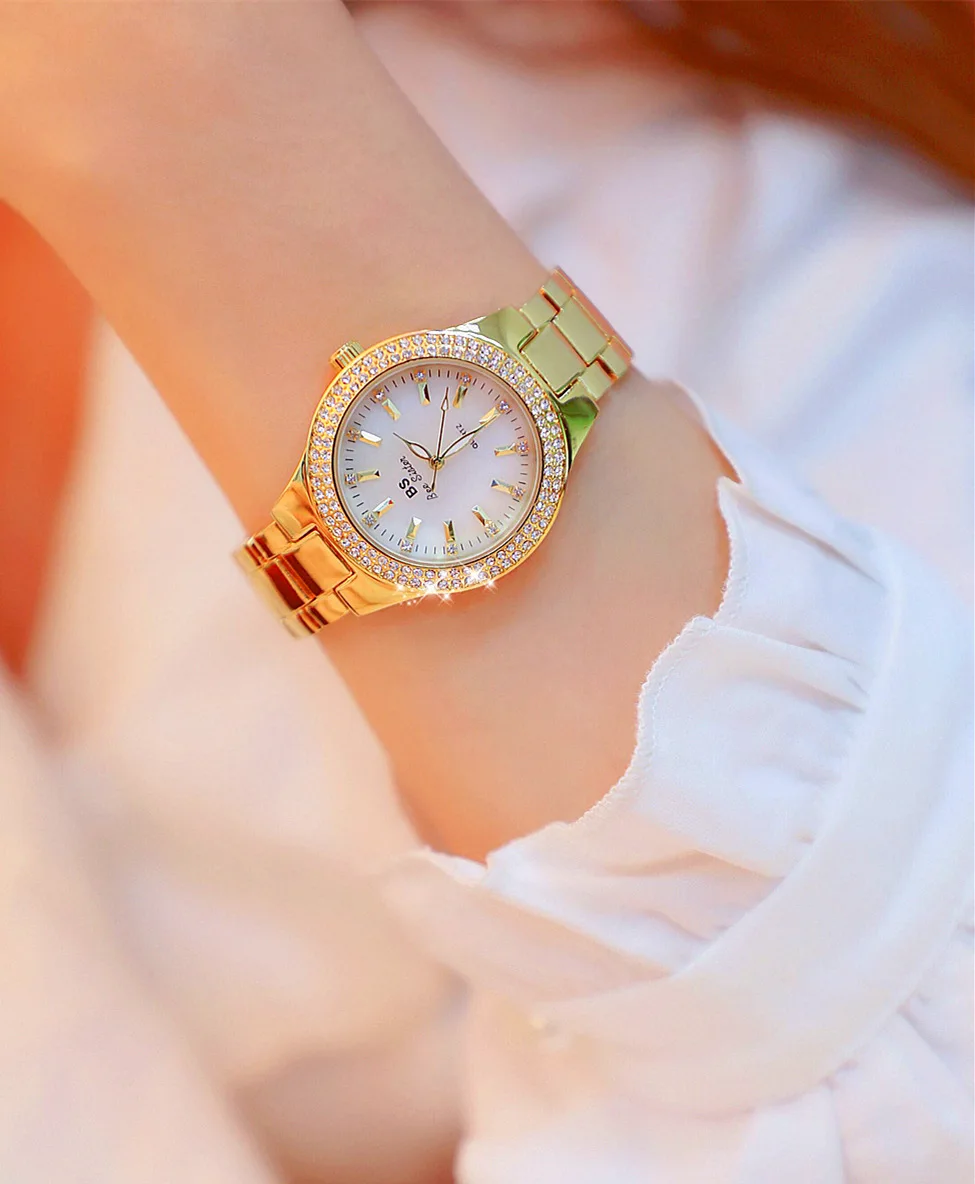 BS Relogio Feminino Топ Роскошные качественные модные женские часы браслет стразы золотые часы для женщин дамские часы dames horloges