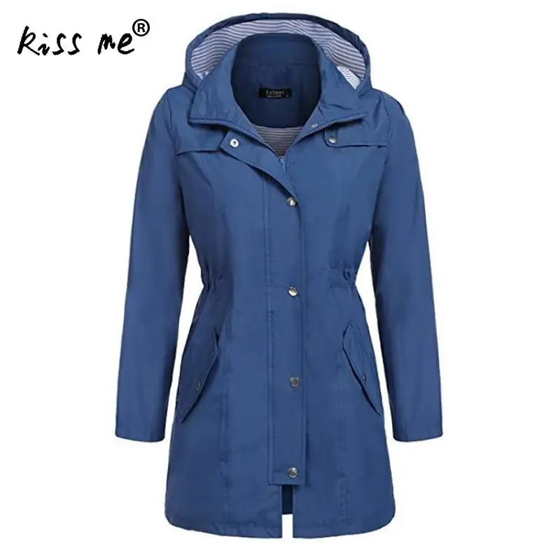 

Solid Waist Control Women Coat Bulk Mid-Long Spring Camping Coat Trekking Outdoor Sport Jacket Waterproof Hiking Jacket Hooded