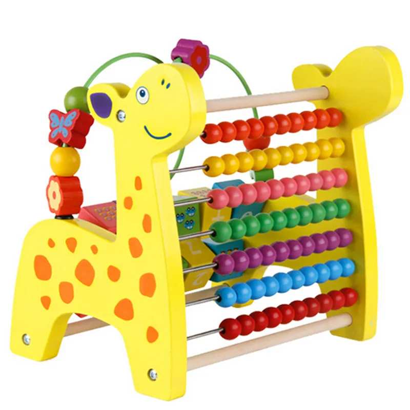 Multifunctional small deer Wooden Bead Beaded font b calculation b font turnover bracket early childhood educational