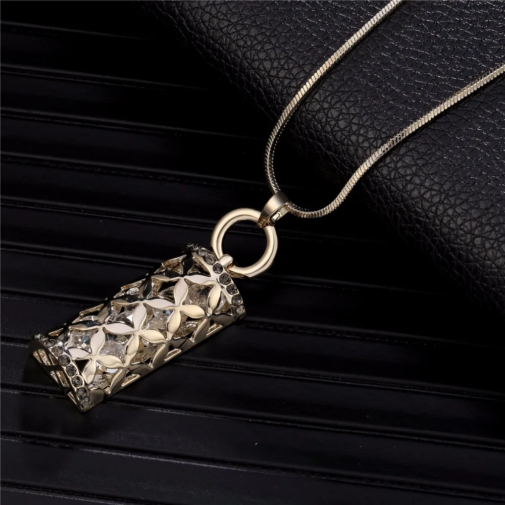 Геометрическое золотое ожерелье с подвеской для женщин, полые кубические циркониевые ожерелья, модные длинные цепочки для свитера, массивные ювелирные изделия, подарки