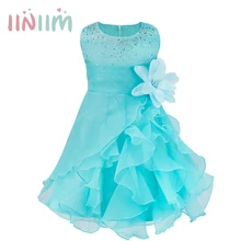 Iiniim Infantil/свадебное платье для маленьких девочек; платье для крещения; платье для торжеств с жемчугом; праздничная одежда принцессы для малышей
