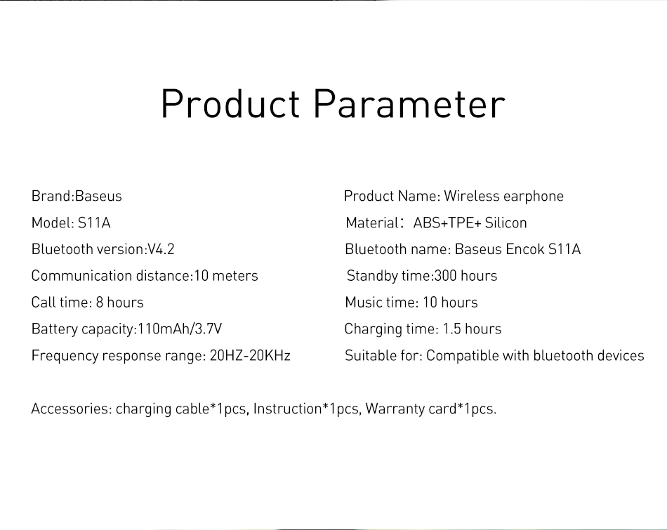 Baseus S11A Bluetooth наушники спортивные беспроводные наушники Беспроводной наушники гарнитура Bluetooth для iPhone Xiaomi 9 huawei P30 pro