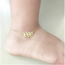 Ювелирные изделия для ног, серебряное золото, заполненный на заказ, старый английский ножной браслет с цифрами, персонализированные специальные даты, подарок на день рождения