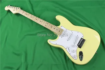 

hot sale left handed yellow st electric guitar.factory direct free shipping