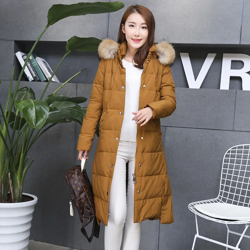 Rembourré Chaud Outwear Gray long Femmes Zipper Lumière brown X dark Dernière Et Femelle De D'hiver Dow Yl1795 Vestes Black 2017 Manteaux Ouatée À Parkas Fourrure Capuchon yfv7Ygb6