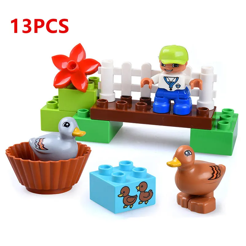 

Educational Model DIY Bricks Building Blocks Sets Animals Farm With Ducks Kids Children Toys Compatible With Duploe