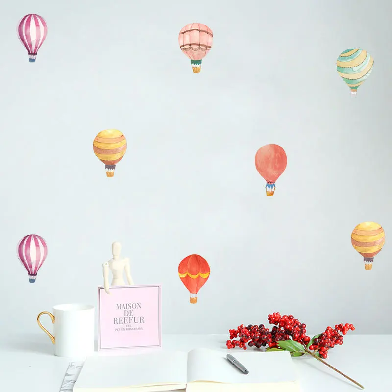 36pcs=1set Hot Air Balloon Watercolor Wall Sticker Color Circle Wall Decals For Kids Room Baby Nursery Decoration Home Decor