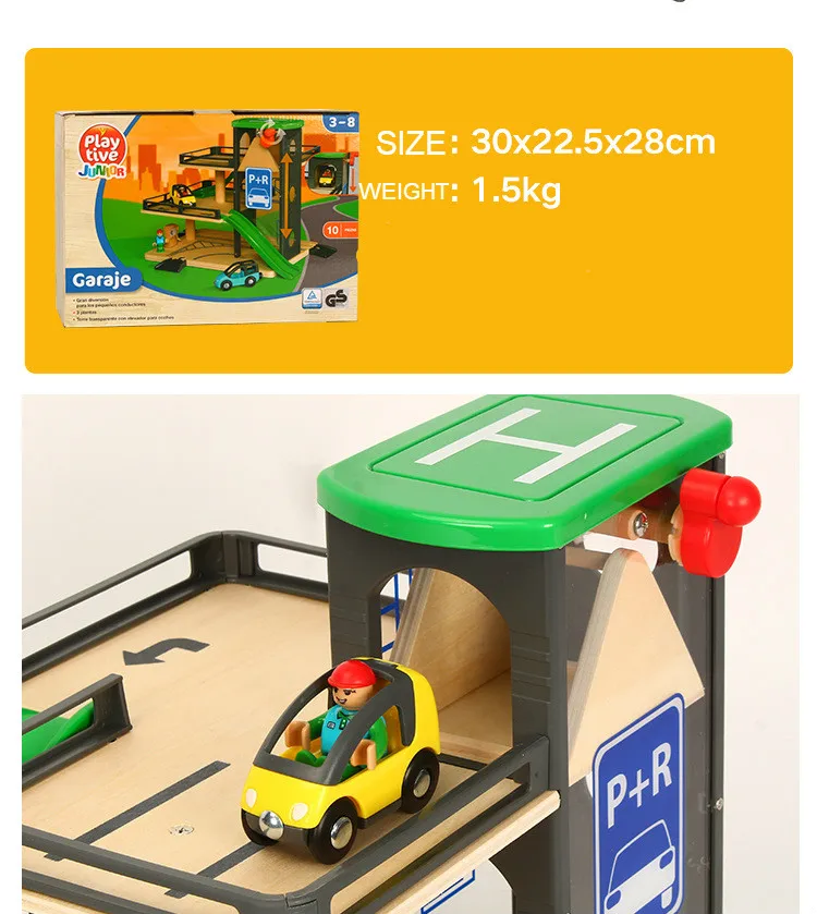 Лифт парковка гараж поезд трек набор Деревянный Железнодорожный трек подходит для Томаса поезд и Brio подарки для детей