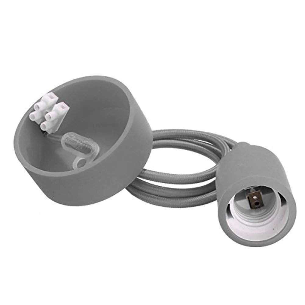 E27 E26 Gray Socket Lamp Base Holder DIY Pendant Light with 40" Rope