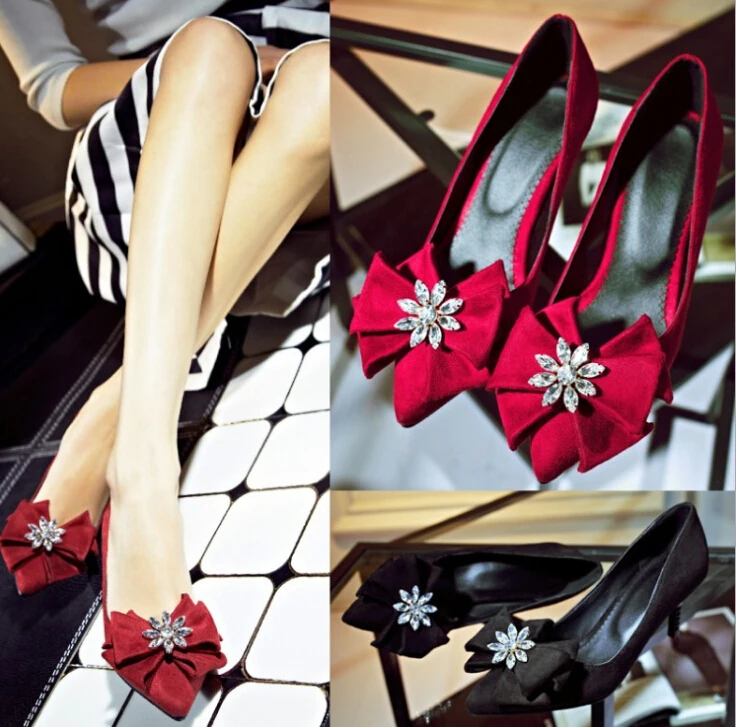 Kleine 62 Wies Yards Schuhe Mode Mit Frühling Wind Große 26 rot Hochhackigen W518 Bogen Frau Diamant Duftenden Schwarzes pqrFxp