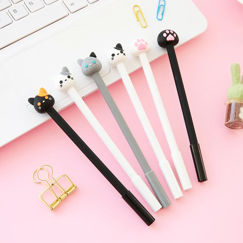 

4Pcs/Lot New Creative Novelty Cute Cartoon Meow Cat Paw Black and White Pen Gel Pen Office School Gift Stationery Pen E2071