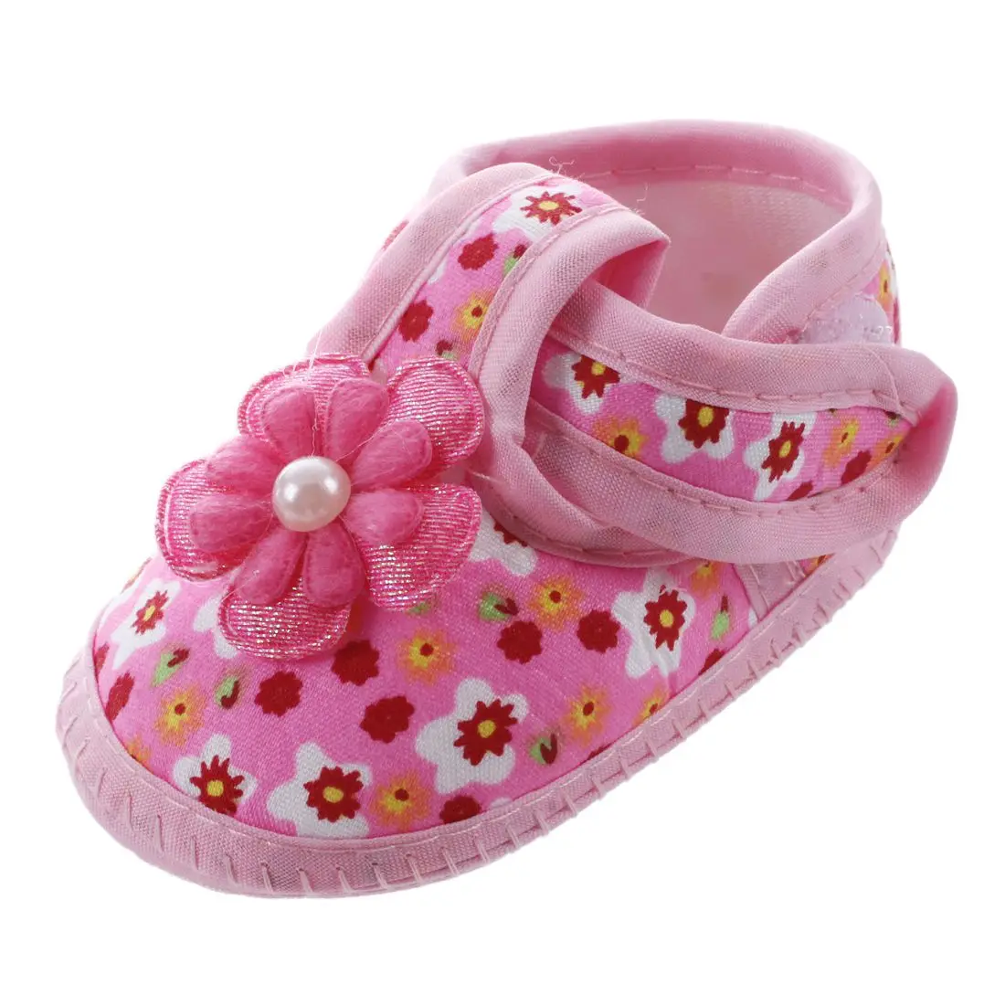 1 pair Soft Baby Chaussure Infant Girls Flower Printed Cloth Boots Crib