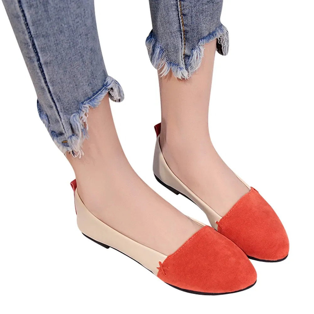 

YOUYEDIAN Women Flat With Shallow Mouth Single Shoes Mixed Colors Women Shoes Suede Pointed Toe Shoes scarpe donna elegante#g6