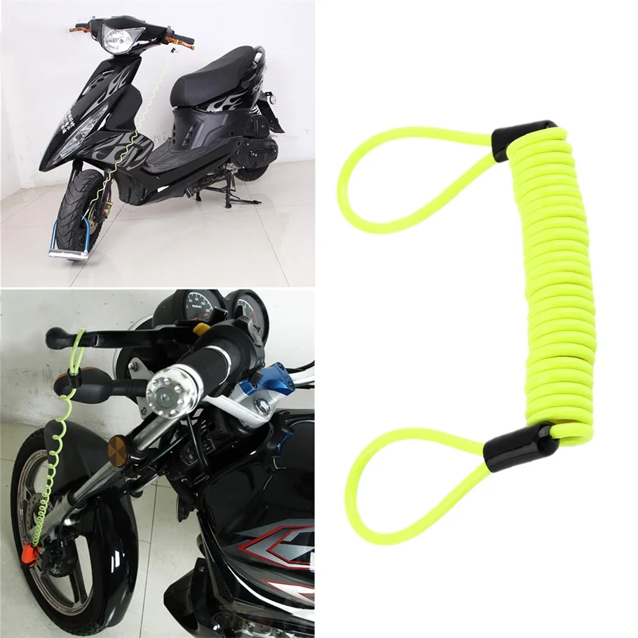 

150cm Elastic Convenient Motorcycle Bike Scooter Alarm Disc Lock Security Spring Reminder Cable Tight