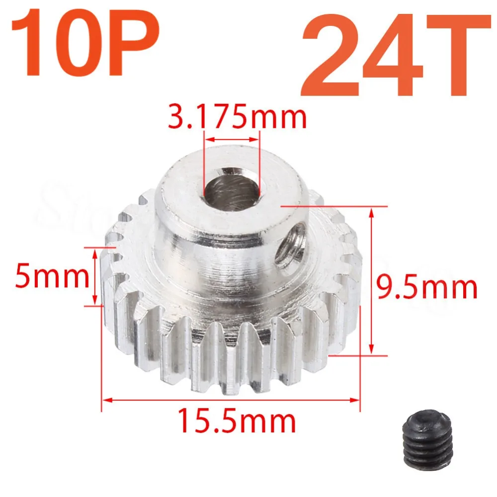 

10PCS 0.6 Modulus Steel Motor Pinion Gear 24T Metal For RC Model Car TRAXXAS HPI HSP Himoto 1/10 1/8