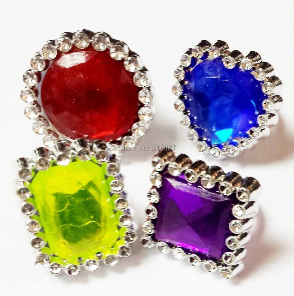 

24X Colorful Rhinestone RINGS PRINCESS GIRL'S birthday party favors gift bags - 4 DESIGN ASSORTED
