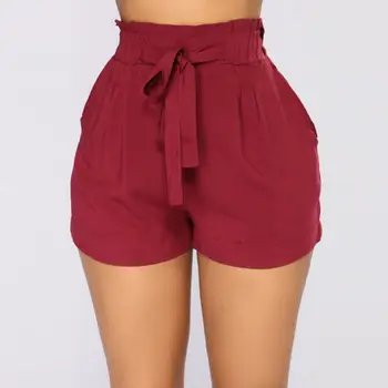 

Womens Short Pants Loose Shorts Bow Beach High Waist Solid Short