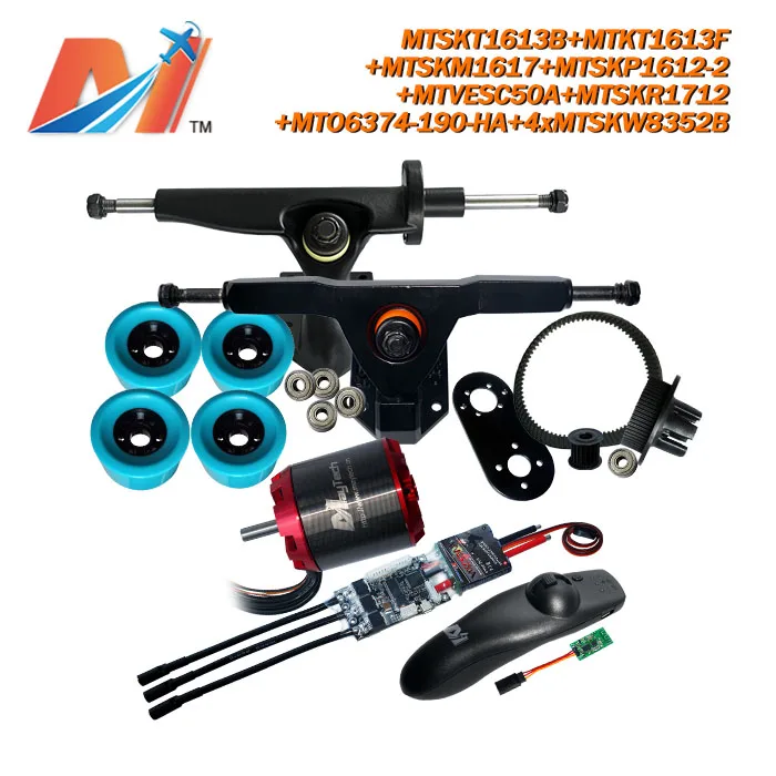 

Maytech e longboard 6374 190kv motor and SuperEsc based on vesc with wirelesss remote and jet surf pulley with truck and wheels