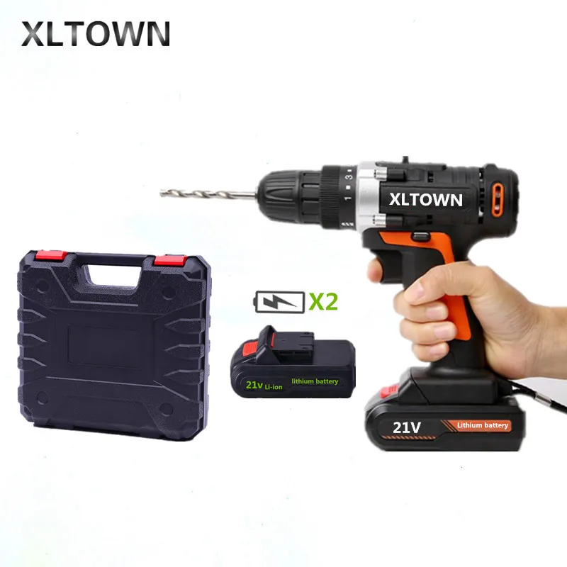 

XLTOWN 21V Cordless Electric Screwdriver with 2 battery a box Rechargeable Lithium Battery Hand Drill Electric Drill Power Tools