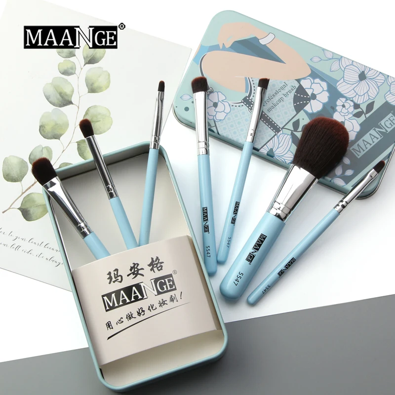 

Hot Sale MAANGE 7Pc/set Mini Makeup brush Set Eye Lip Face Powder Portable Travel Beauty Make Up Brush Kit Soft Fiber Hair Tools