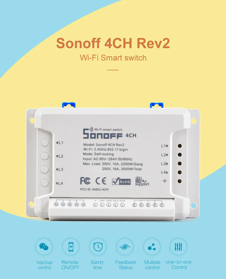 Sonoff 4CH беспроводной многоканальный wifi переключатель независимый пульт дистанционного управления для умного дома Автоматизация модуля управления Лер 220 В