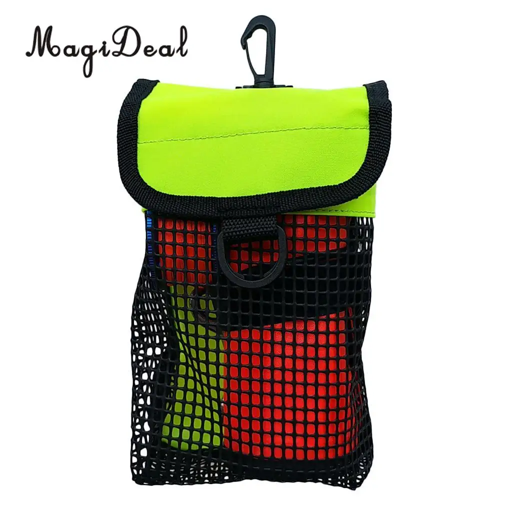 Heavy Duty Dive Finger Spool Reel & SMB Safety Marker Buoy Mesh Gear Bag Carrier Pouch & Swivel Clip for Scuba Diving Snorkeling