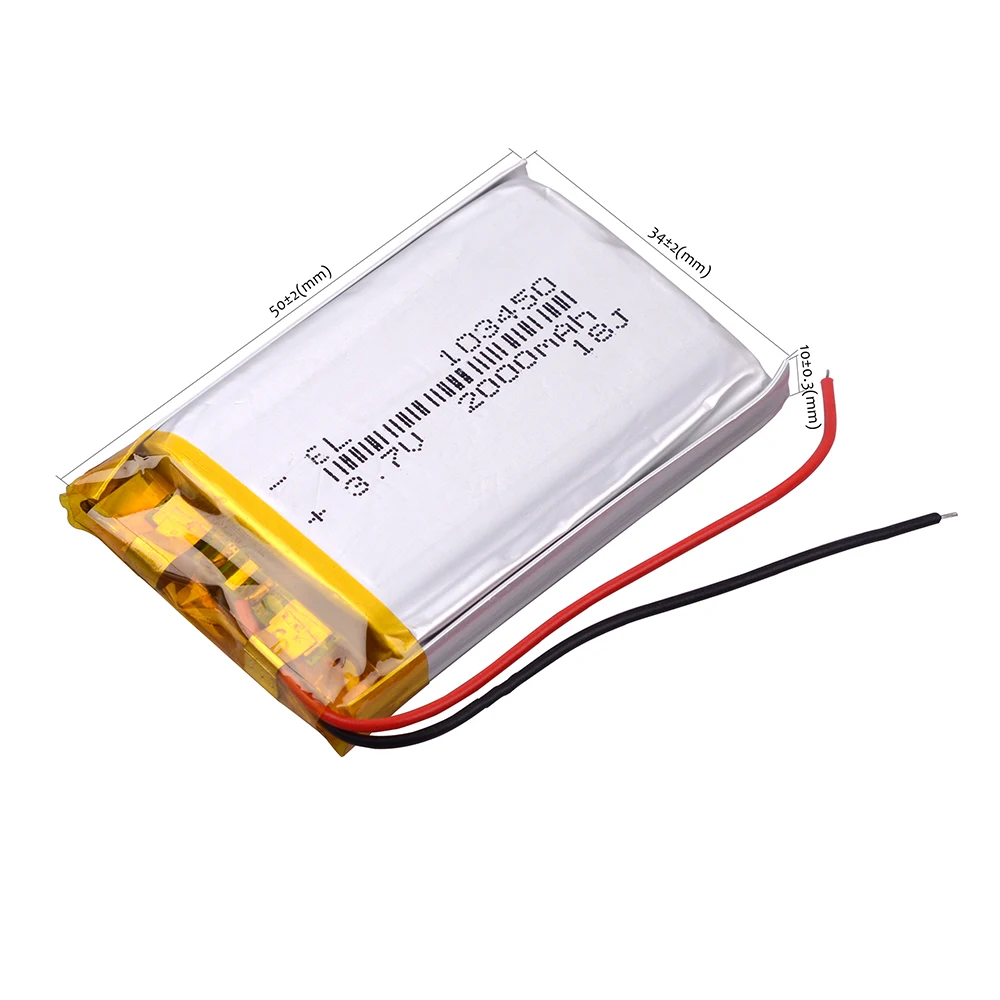 

3.7V 2000mAh 103450 Lipo Polymer Lithium Rechargeable Battery For GPS navigator MP5 GPS Bluetooth Speaker headset e-book camera