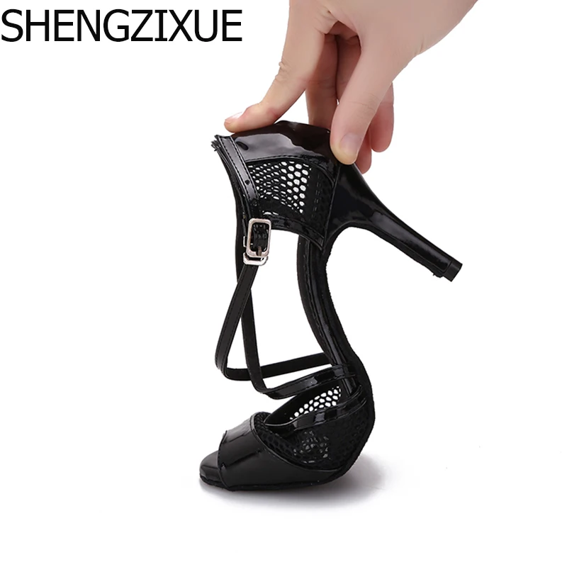 Shengzixue новые белые/черные кожаные с сеткой Профессиональный Латинской ча Самба